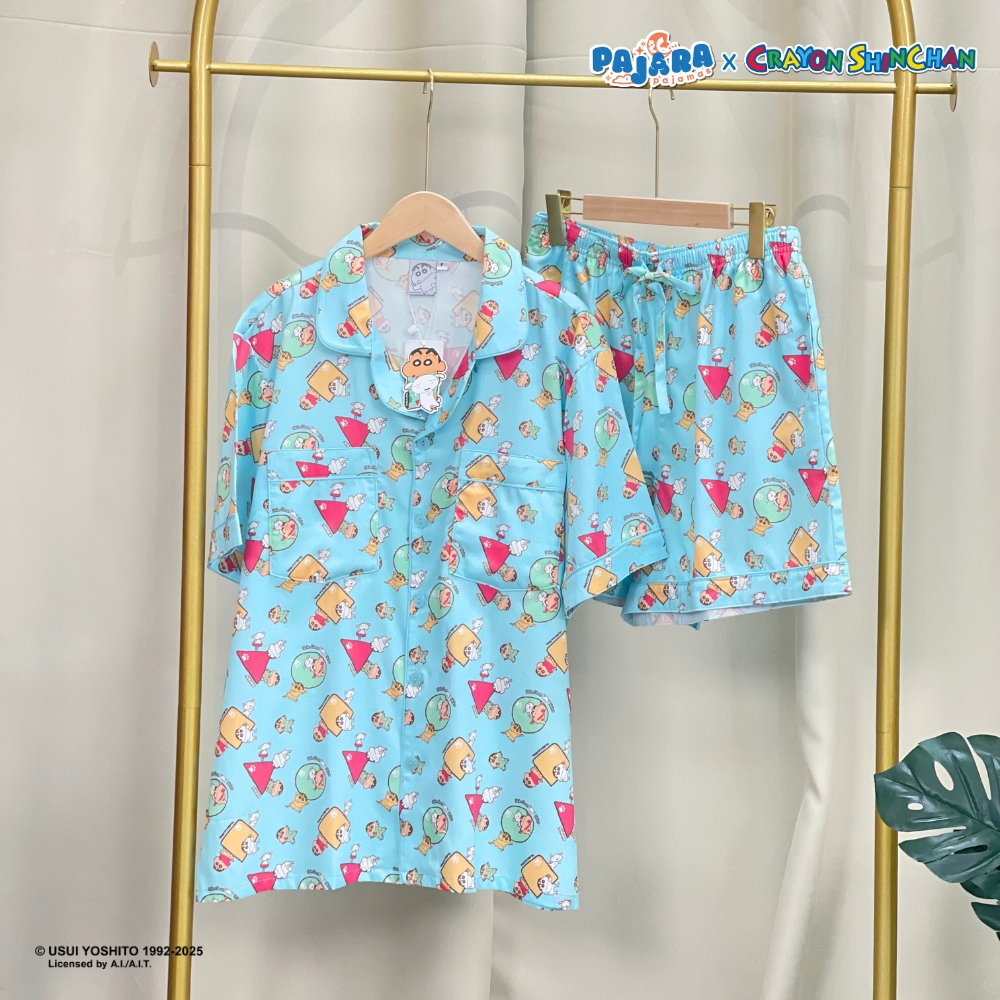 ชุดนอน PAJARA PAJAMAS (Premium) รหัส SC-0020 ลายชินจัง (แขนสั้น-ขาสั้น สีฟ้า ฟรีไซส์)