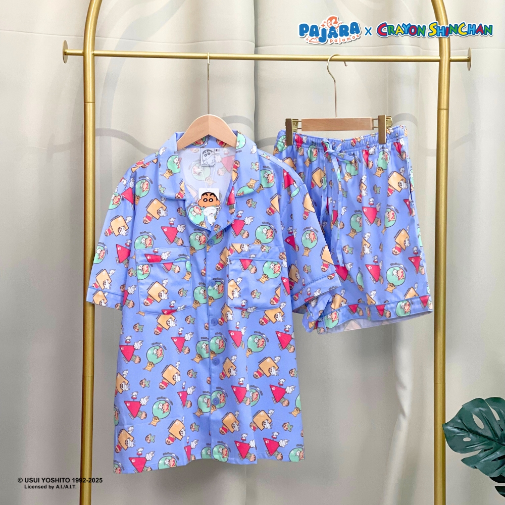 ชุดนอน PAJARA PAJAMAS (Premium) รหัส SC-0020 ลายชินจัง (แขนสั้น ขาสั้น สีม่วง (Plus Size)