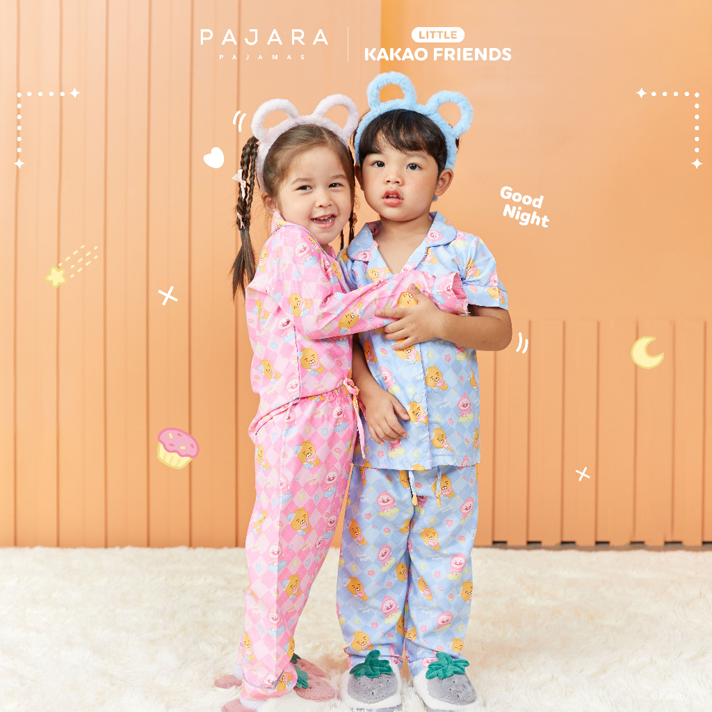 ชุดนอนเด็ก PAJARA PAJAMAS (Premium) รหัส KF-0011-4 LKKF ลาย Little Apeach X Little Ryan Col 2 (เสื้อแขนยาว ขายาว สีฟ้า ไซส์ S)