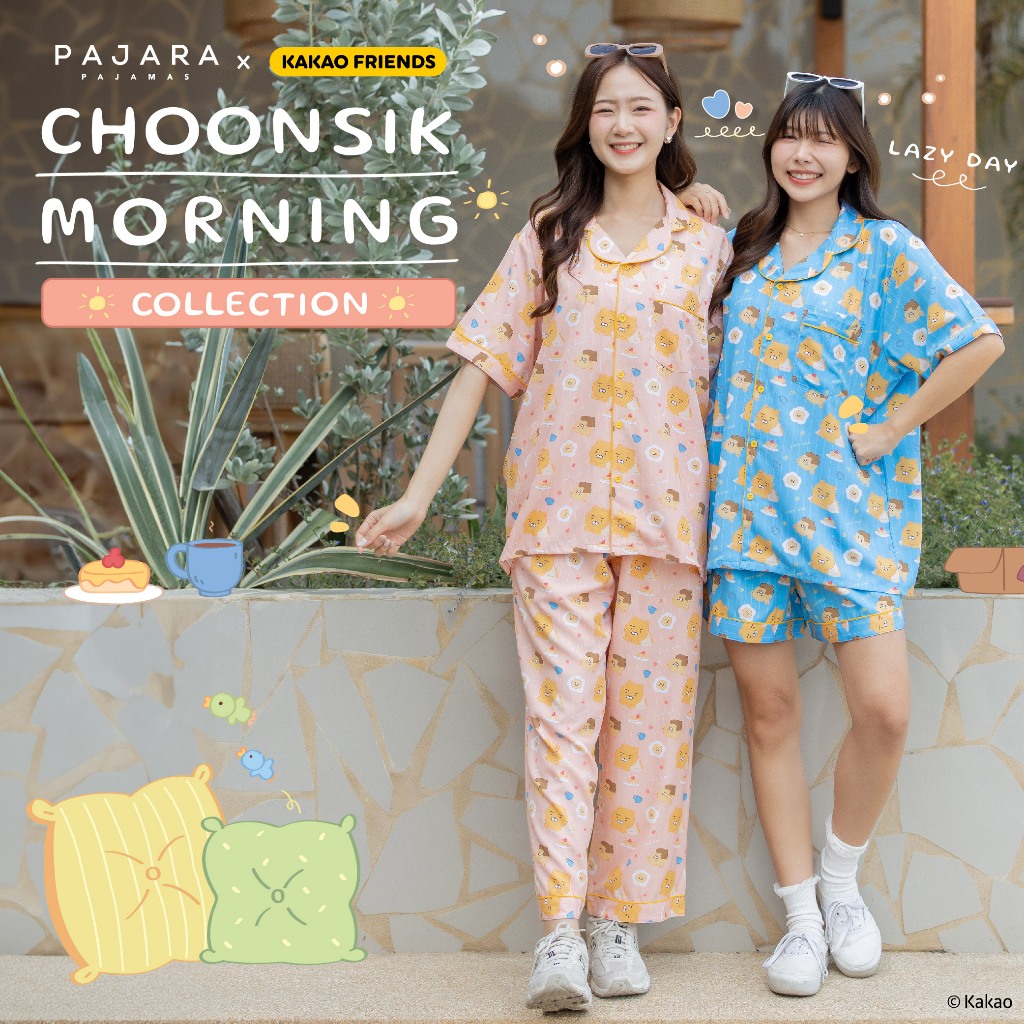 ชุดนอน PAJARA PAJAMAS (Premium) รหัส KF-0012-2 KKF ลาย CHOONSIK MORNING (เสื้อแขนสั้น ขาสั้น สีฟ้า ฟรีไซส์)