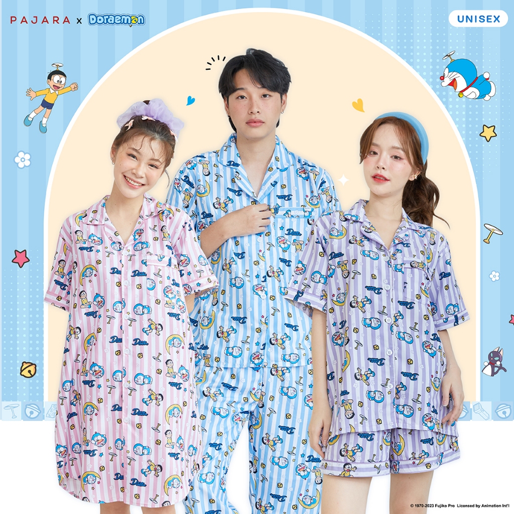 ชุดนอน PAJARA PAJAMAS (Premium) รหัส DRM-00155 ลาย โดราเอม่อน (ชุดแซกกระโปรง สีชมพู ฟรีไซส์)