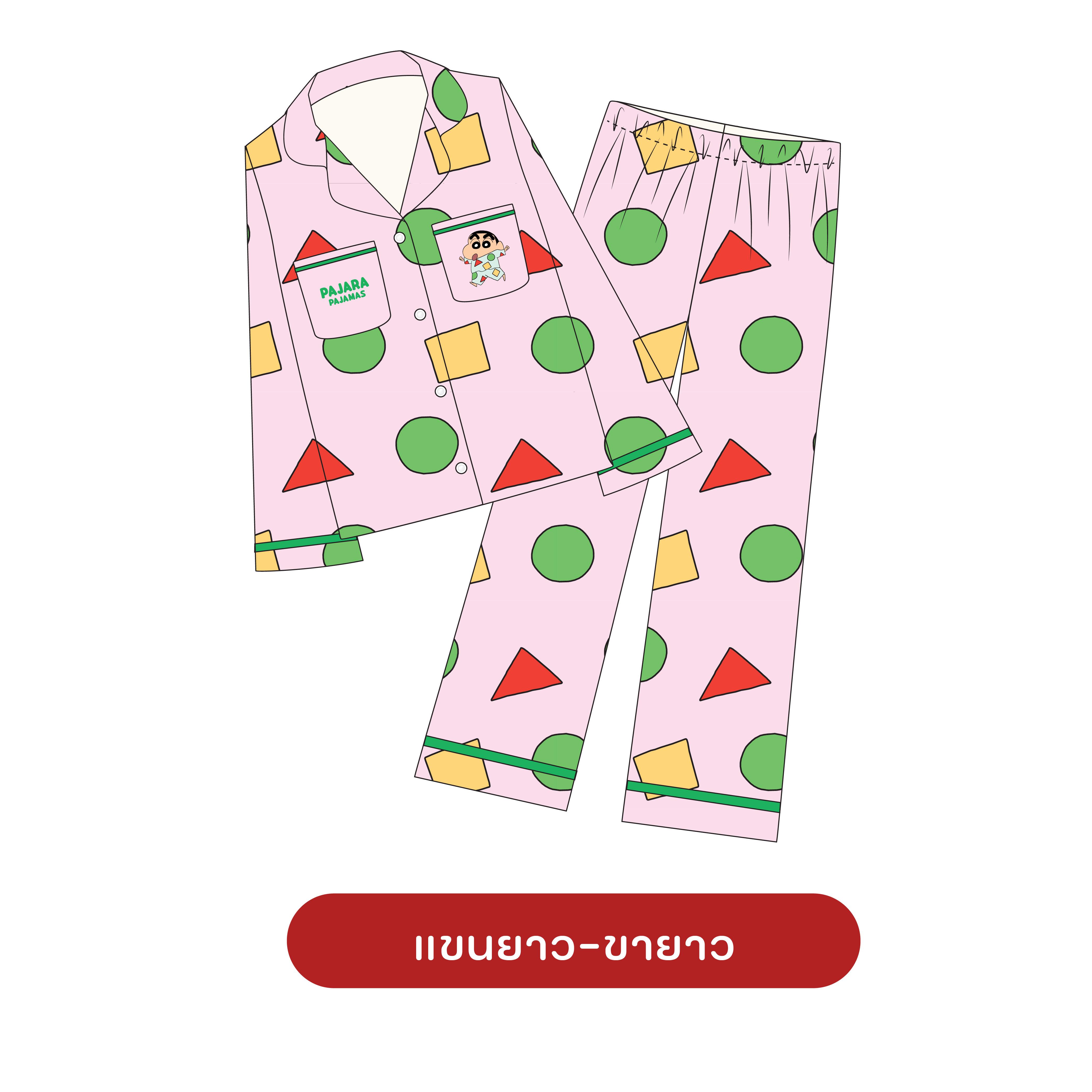 ชุดนอนเด็ก PAJARA PAJAMAS (Premium) รหัส SC-THU-004-KID Crayon ShinChan x Muslin (เสื้อแขนยาว ขายาว สีชมพู ไซส์ 3XL)