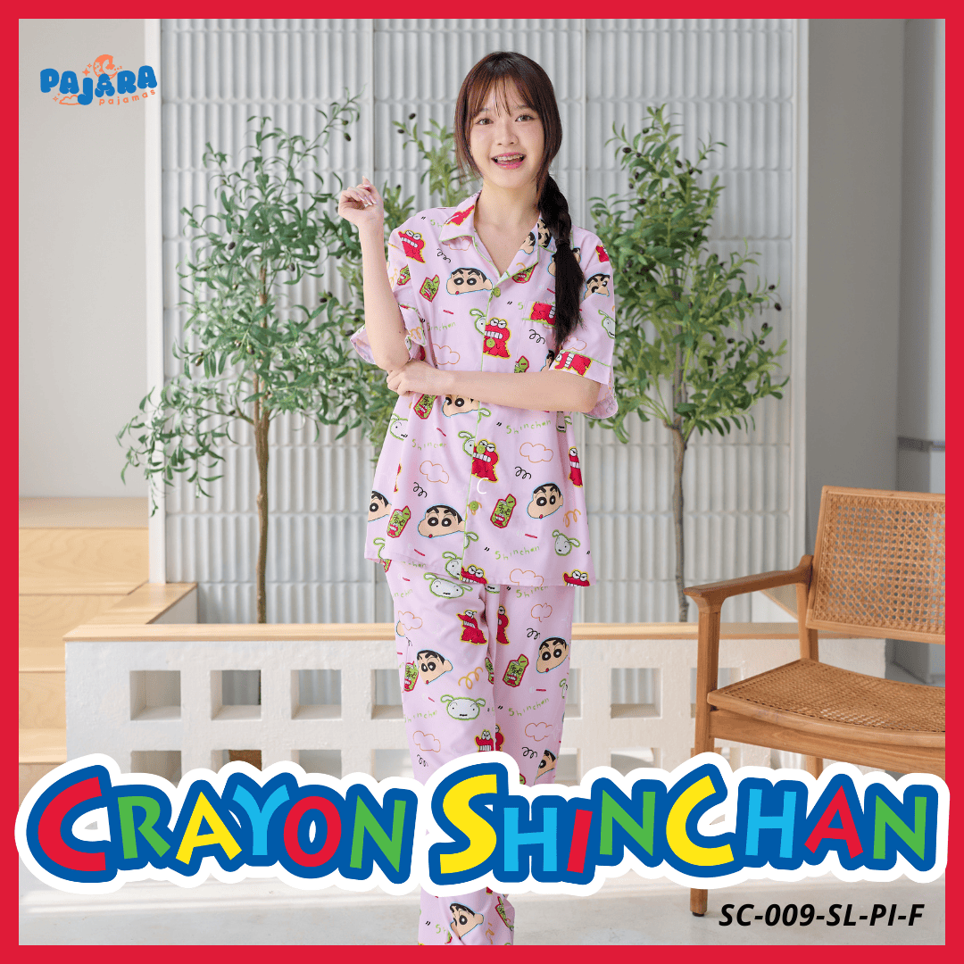 ชุดนอน PAJARA PAJAMAS (Lite) รหัส SC-009 ลายชินจัง ChocoBi (แขนสั้น-ขายาว สีชมพู ฟรีไซส์)