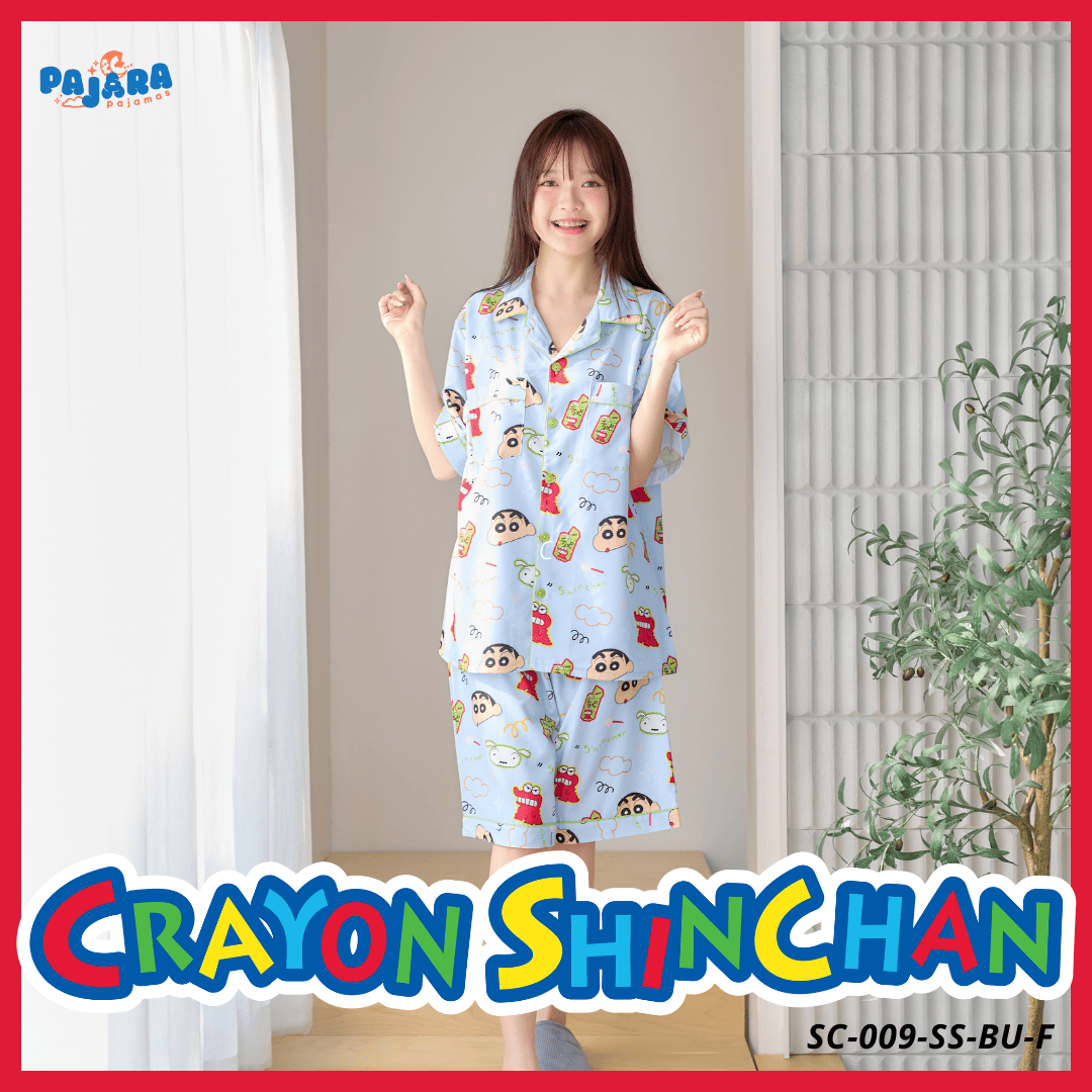 ชุดนอน PAJARA PAJAMAS (Lite) รหัส SC-009 ลายชินจัง ChocoBi (แขนสั้น-ขาสั้น สีฟ้า ฟรีไซส์)