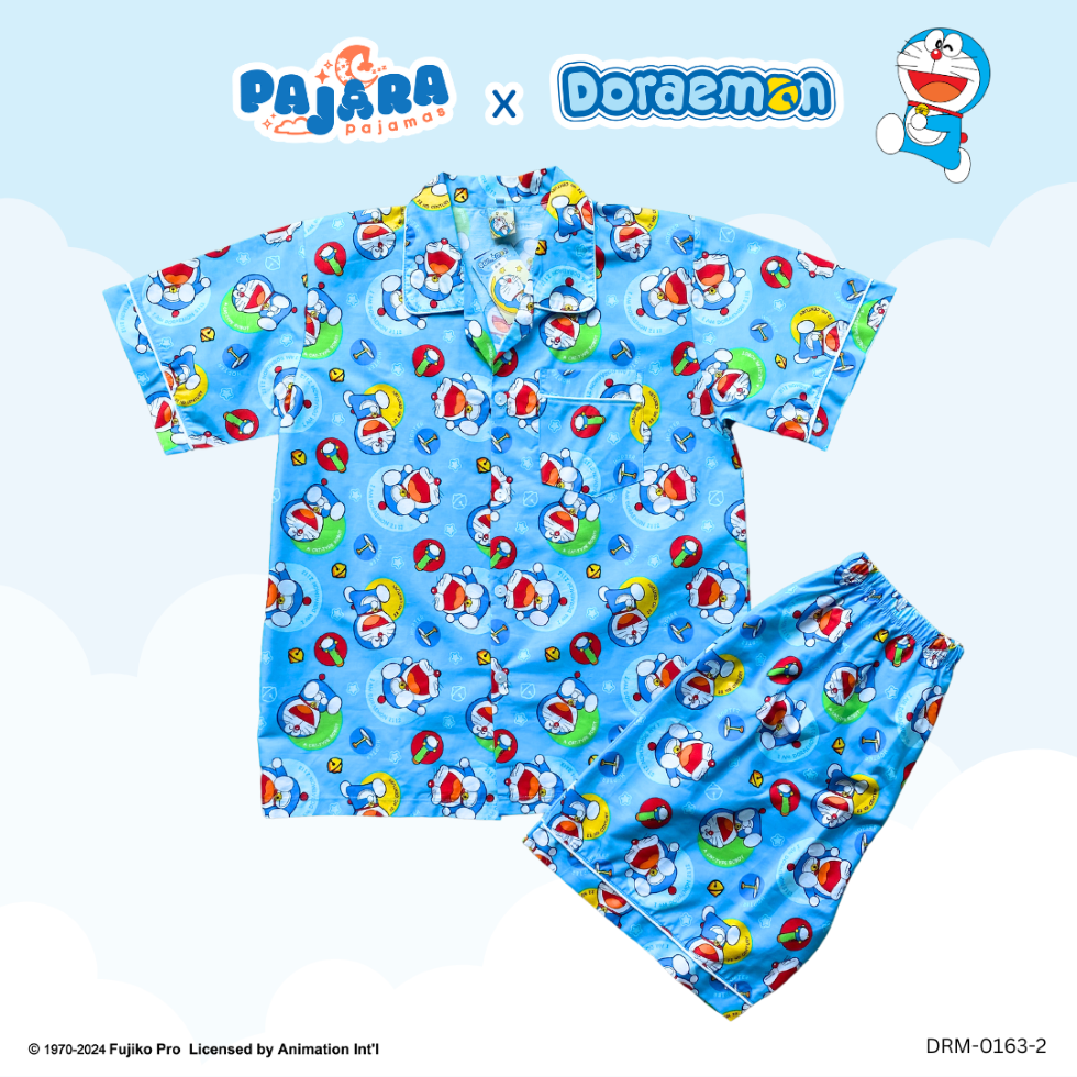 ชุดนอน PAJARA PAJAMAS (Premium) รหัส DRM-0163-2 ลาย รวมโดราเอม่อน (แขนสั้น-ขาสั้น สีฟ้า ฟรีไซส์)