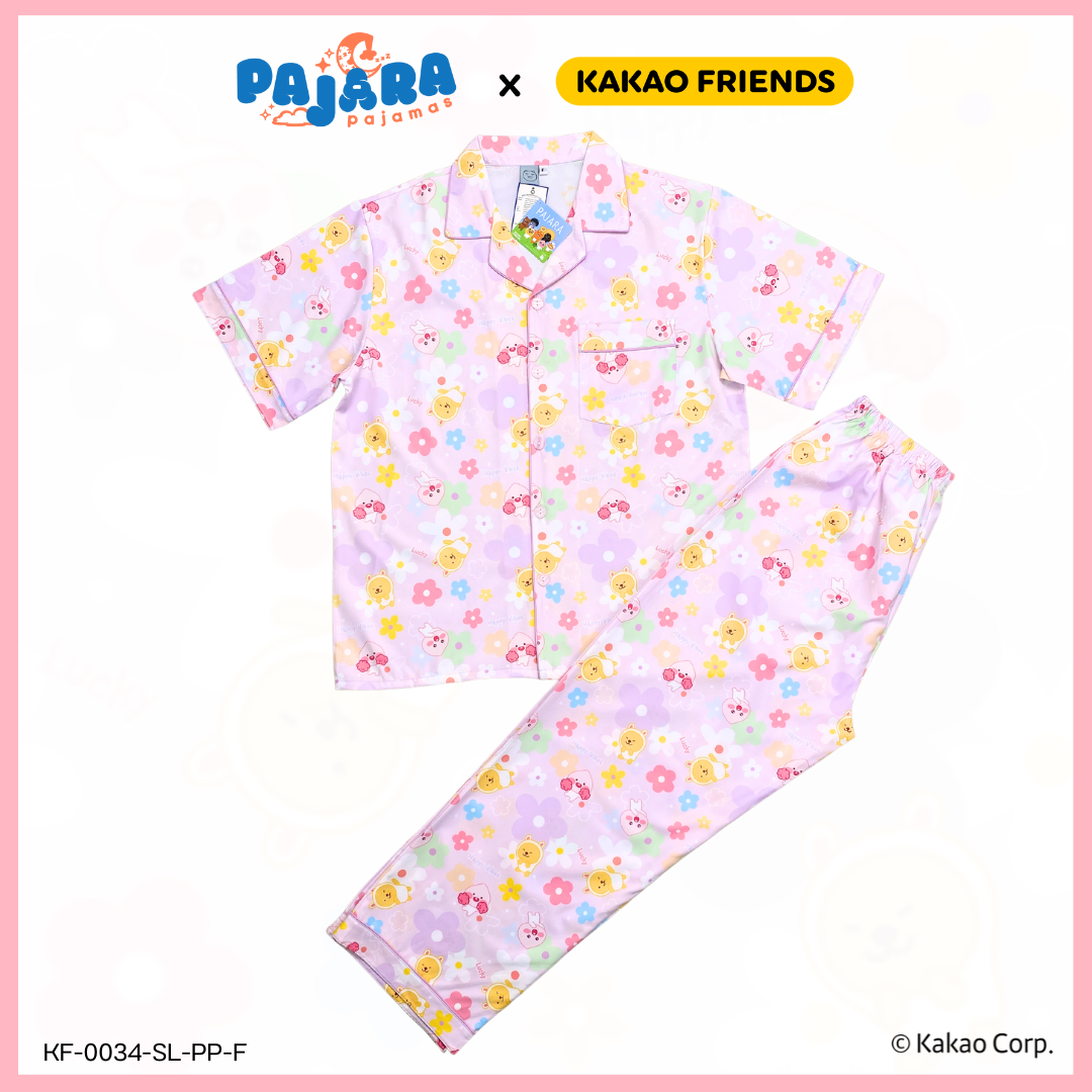 ชุดนอน PAJARA PAJAMAS (Lite) รหัส KF-0034 ลาย Kakao MUZI & APEACH (แขนสั้น-ขายาว สีม่วง ฟรีไซส์)