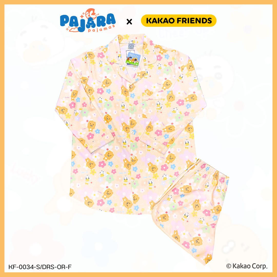 ชุดนอน PAJARA PAJAMAS (Lite) รหัส KF-0035 ลาย Kakao RYAN & TUBE (ชุดแซกกระโปรง สีส้ม ฟรีไซส์)