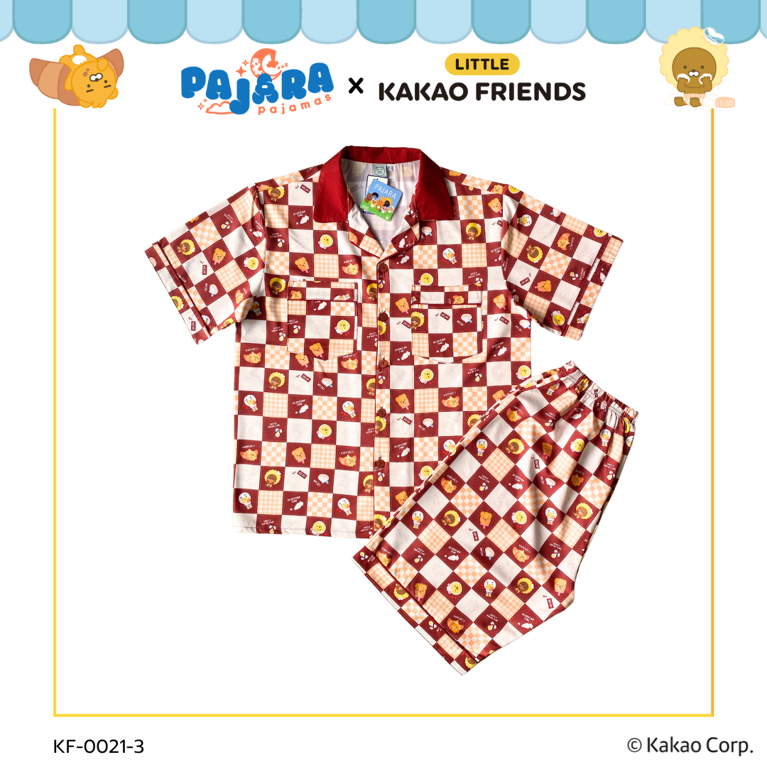 ชุดนอน Pajara Pajamas (Lite) KF-0021-3 ลาย Little Kakao Friends Collection Bakery เนื้อผ้าไหมอิตาลี (แขนสั้น-ขาสั้น) สีน้ำตาล🤎