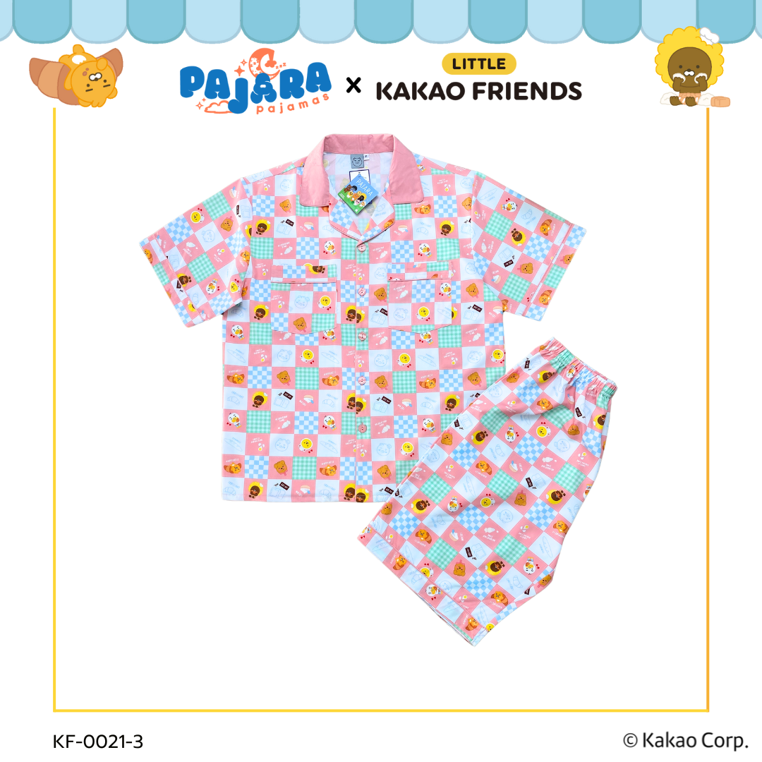 ชุดนอน Pajara Pajamas (Lite) KF-0021-3 ลาย Little Kakao Friends Collection Bakery เนื้อผ้าไหมอิตาลี (แขนสั้น-ขาสั้น) สีชมพู🩷