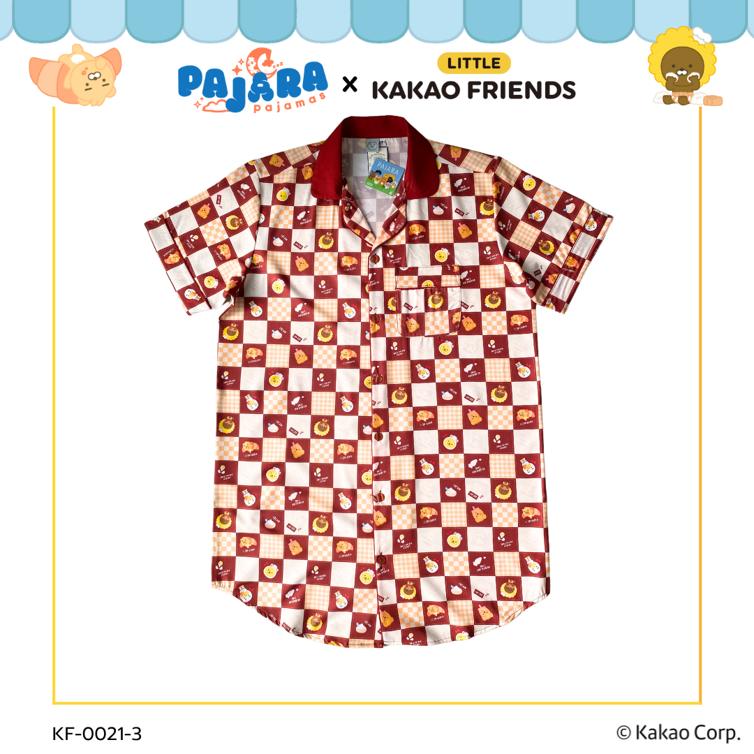 ชุดนอน Pajara Pajamas (Lite) KF-0021-3 ลาย Little Kakao Friends Collection Bakery เนื้อผ้าไหมอิตาลี (ชุดนอนแซก-แขนสั้น) สีน้ำตาล🤎