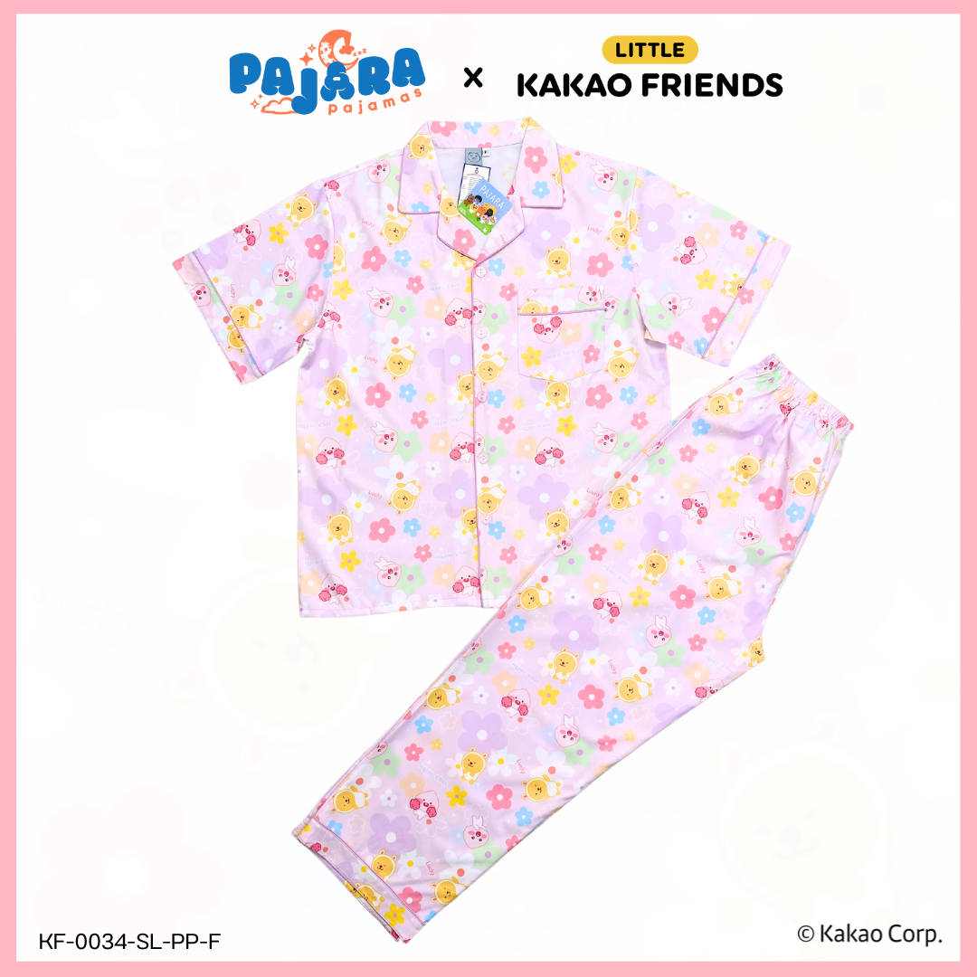 ชุดนอน PAJARA PAJAMAS (Lite) (หลุดQC)รหัส KF-0034 ลาย Kakao MUZI & APEACH (แขนสั้น-ขายาว สีม่วง ฟรีไซส์)