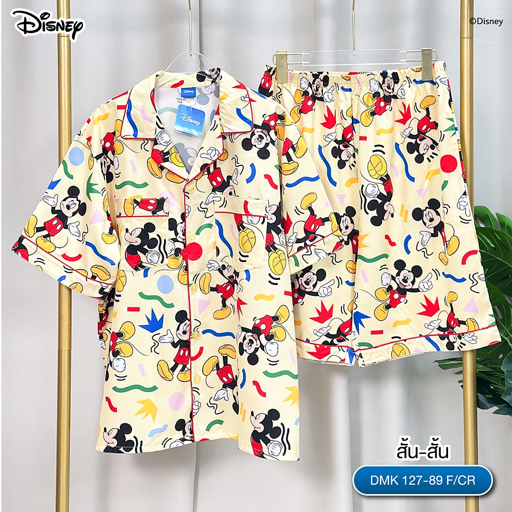 ชุดนอน PAJARA PAJAMAS (Lite) DMK-127-89 ลาย Mickey Mouse (แขนสั้น-ขาสั้น สีเหลือง ฟรีไซส์)