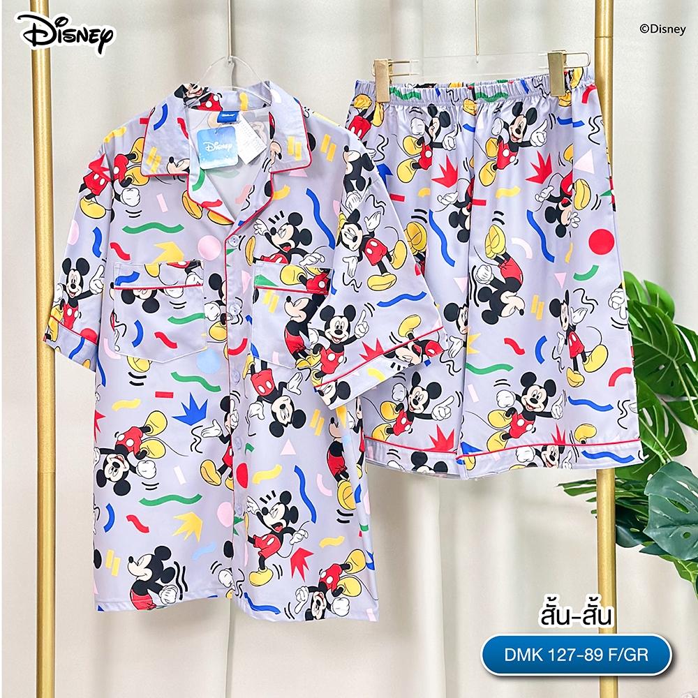  ชุดนอน PAJARA PAJAMAS (Lite) DMK-127-89 ลาย Mickey Mouse (แขนสั้น-ขาสั้น สีเทา ฟรีไซส์)