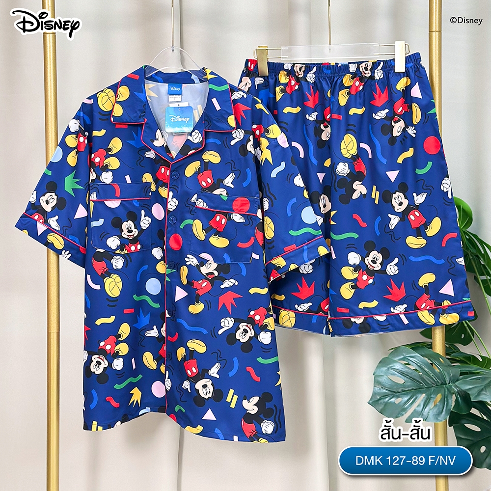  ชุดนอน PAJARA PAJAMAS (Lite) DMK-127-89 ลาย Mickey Mouse (แขนสั้น-ขาสั้น สีกรม ฟรีไซส์)