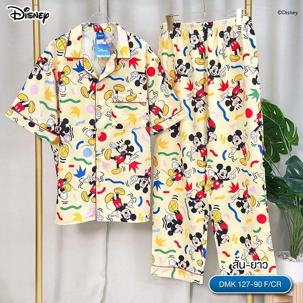  ชุดนอน PAJARA PAJAMAS (Lite) DMK-127-90 ลาย Mickey Mouse (แขนสั้น-ขายาว สีเหลือง ฟรีไซส์)
