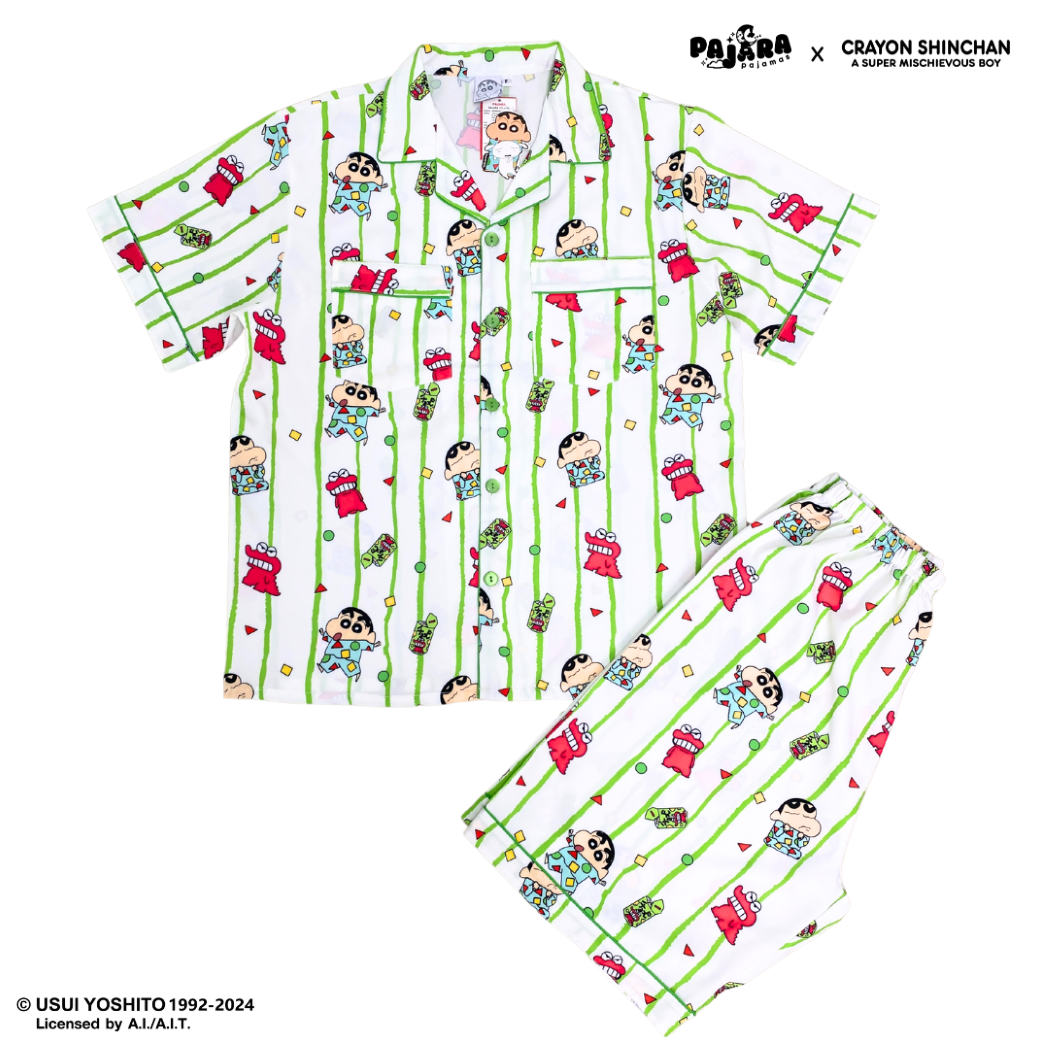ชุดนอน PAJARA PAJAMAS (Lite) รหัส SC-THU-013 ลายชินจัง (เสื้อแขนสั้น-ขาสั้น สีขาว⬜ฟรีไซส์)
