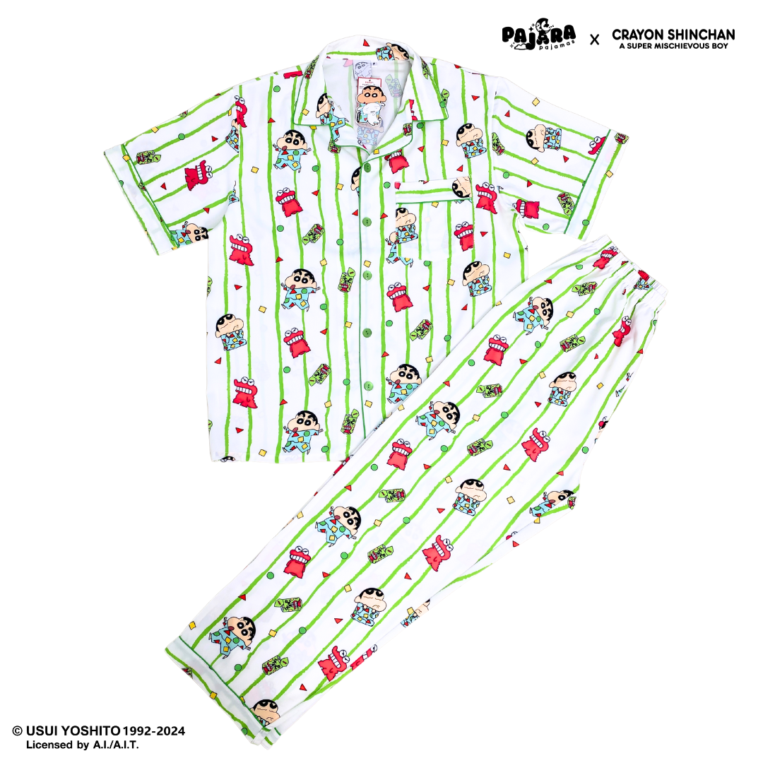 ชุดนอน PAJARA PAJAMAS (Lite) รหัส SC-THU-013 ลายชินจัง (เสื้อแขนสั้น-ขายาว สีขาว⬜ฟรีไซส์)