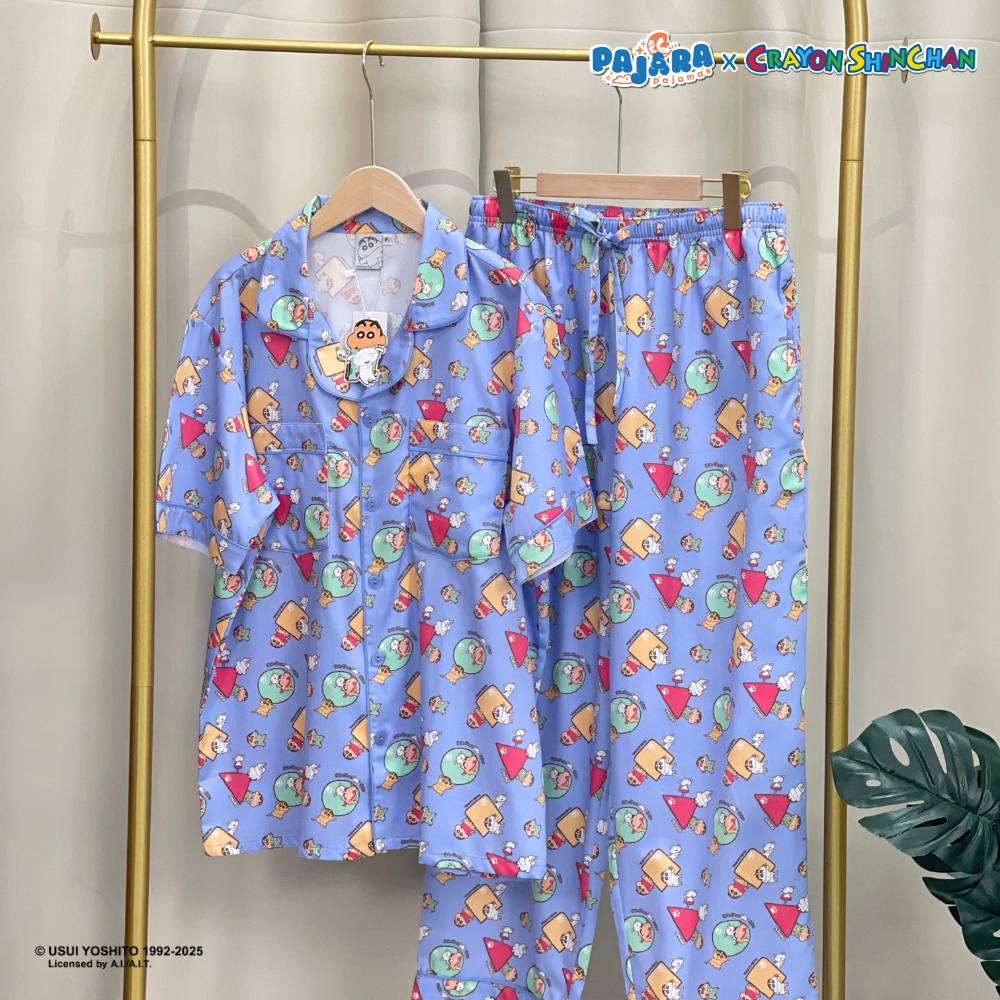 ชุดนอน PAJARA PAJAMAS (Premium) รหัส SC-0020 ลายชินจัง (แขนสั้น ขายาว สีม่วง (Plus Size)