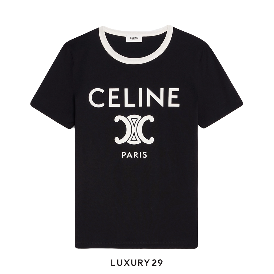 CELINE PARIS T-SHIRT IN COTTON JERSEY BLACK / WHITE