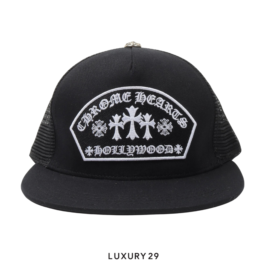 キャップ Chrome Hearts Cemetery Trucker Hat Black Chrome Hearts Cemetery Patch Trucker Hat Black/White