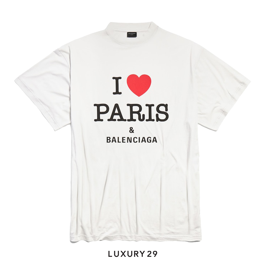 Balenciaga I Love Paris & Balenciaga T-shirt Oversized in White