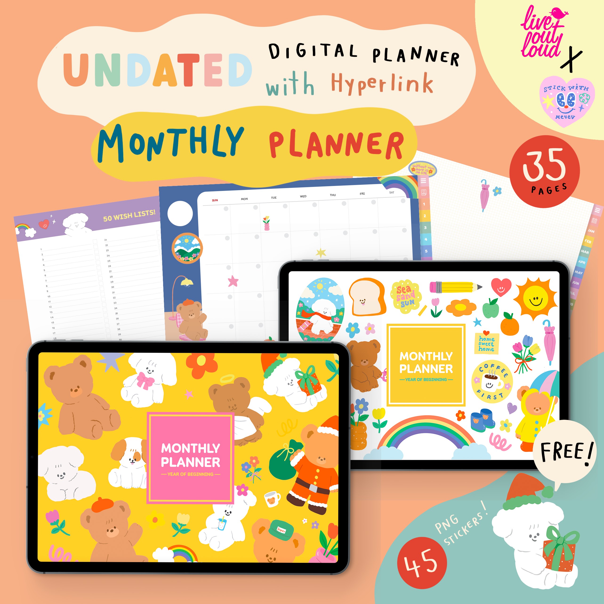 Digital Monthly Planner Undated (Live Out Loudx Stickwithme4EV)