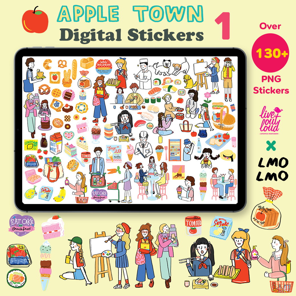Apple Town Digital Sticker Set 1 (Live Out Loud x LmoLmo)