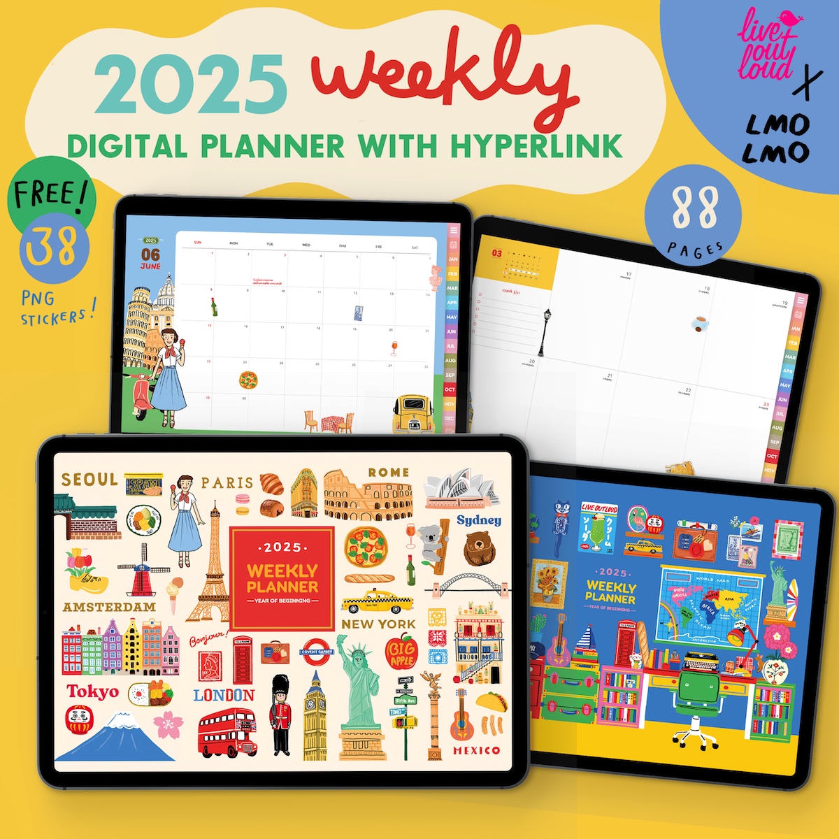 2025 Jetsetter Digital Planner (Weekly) + Free Stickers