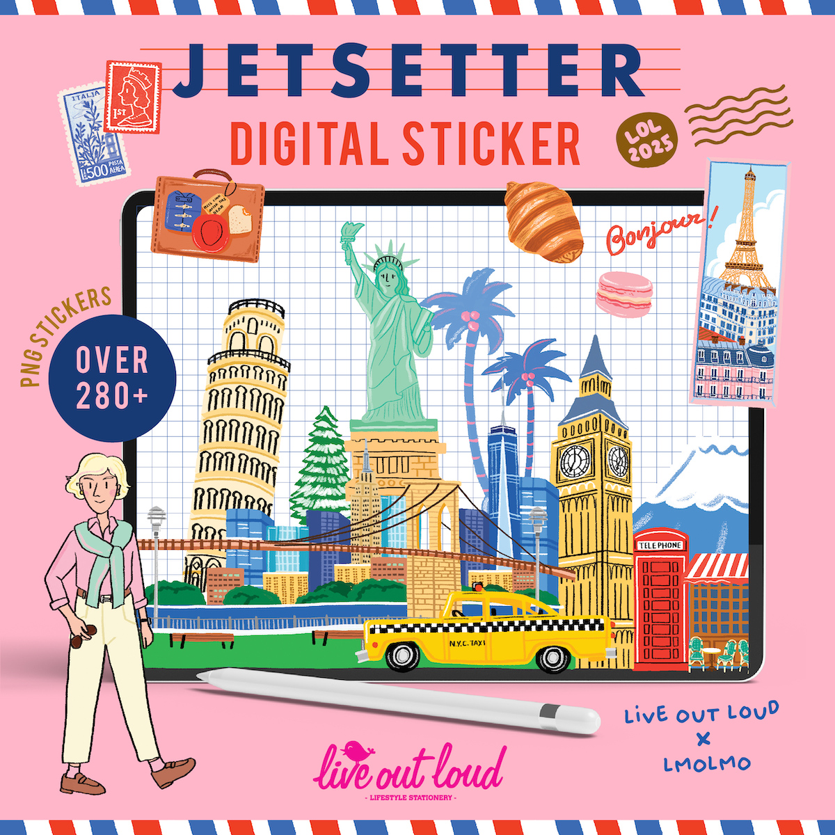 Jetsetter Digital Sticker Set (Live Out Loud x LMOLMO)