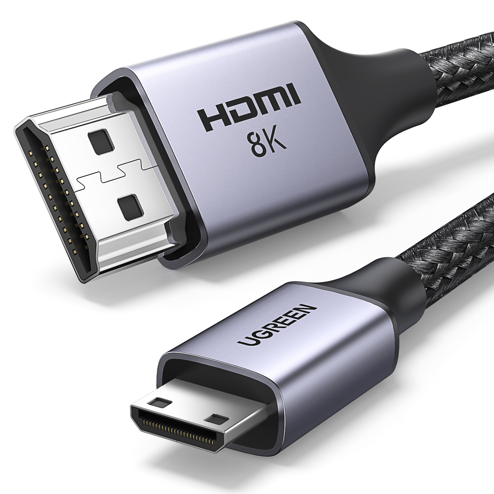 UGREEN สาย Mini HDMI to HDMI 8K60Hz HDMI V2.1 หัวอลูมิเนียม สายยาว 1 เมตร รุ่น 15514