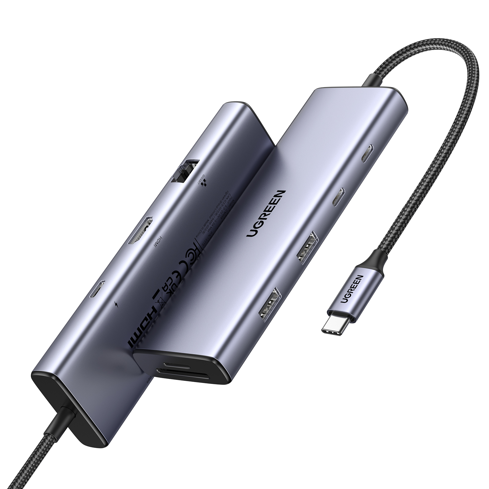 UGREEN อะแดปเตอร์ฮับ 9in1 HUB Type C 4K60Hz / PD100W / RJ45 / USB3.0 รองรับ Macbook รุ่น 15375