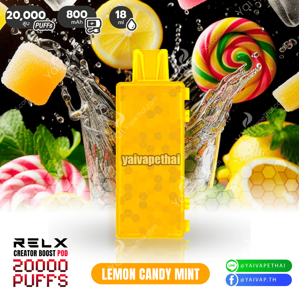 Relx Creator 20000 Puffs หัวน้ำยา(Lemon Candy Mint)
