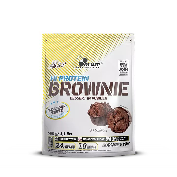 Olimp Hi Protein Brownie - Chocolate 500g. โปรตีนสำหรับทำบราวนี่ 500 กรัม