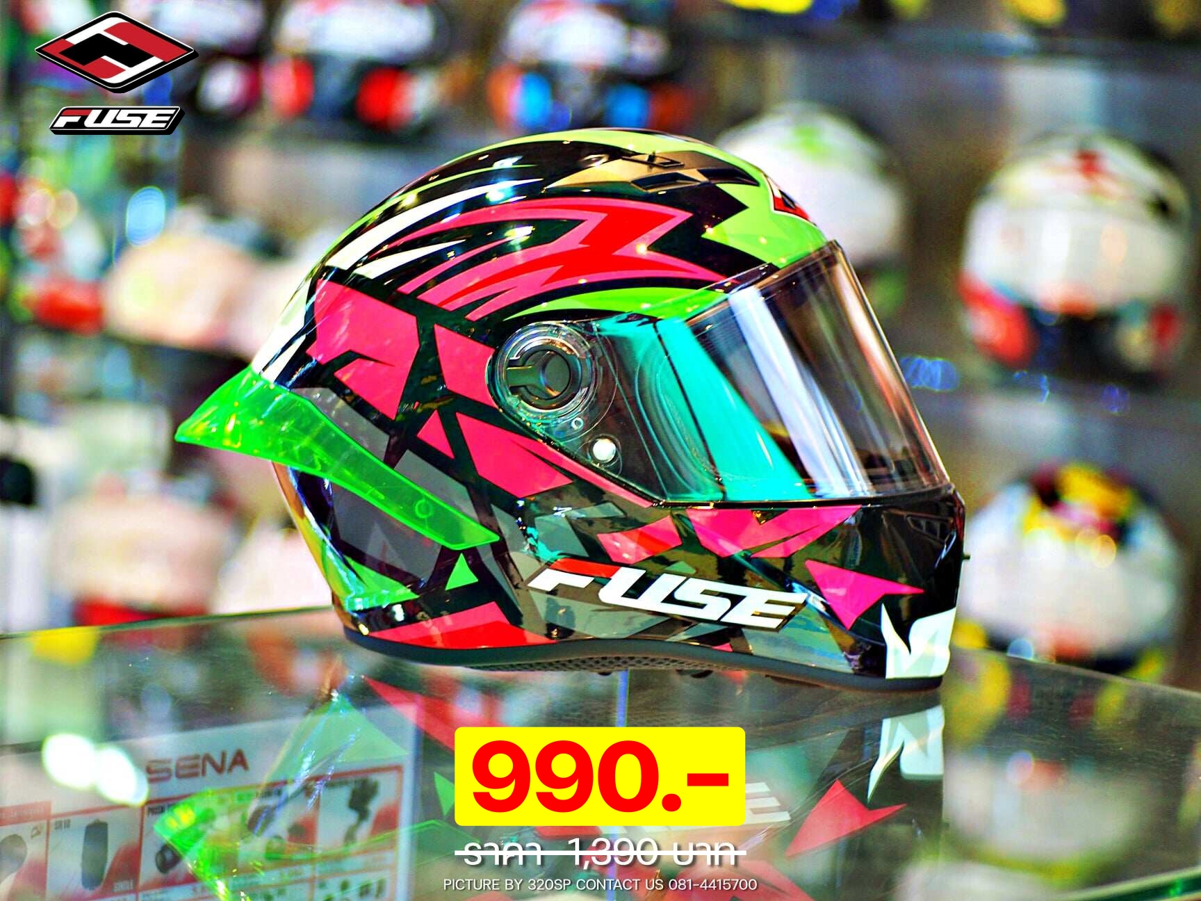 หมวกกันน็อคเต็มใบ Fuse NRX EVO I-SPEAR PINK/GREEN #2