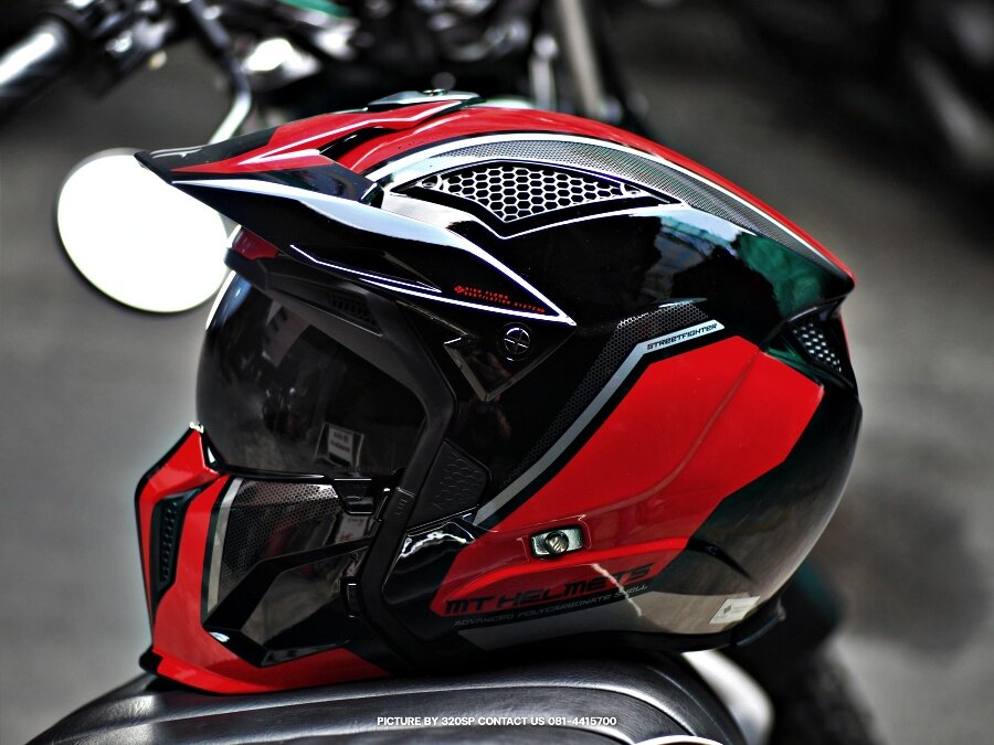 หมวกกันน็อคเปิดคาง MT STREETFIGHTER SV TWIN C5 GLOSS RED #7