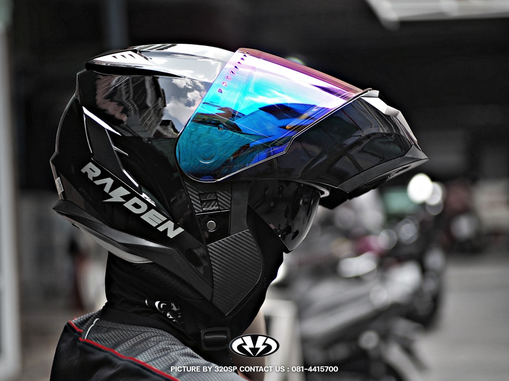 หมวกกันน็อค FLIP UP RAIDEN DEFENCE BLACK (Glossy) #1