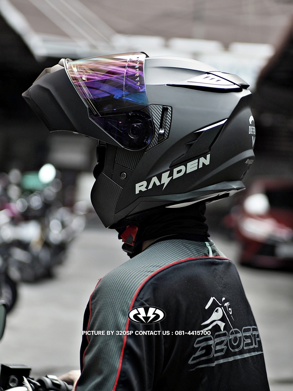 หมวกกันน็อค FLIP UP RAIDEN DEFENCE Matte BLACK (Glossy) #2