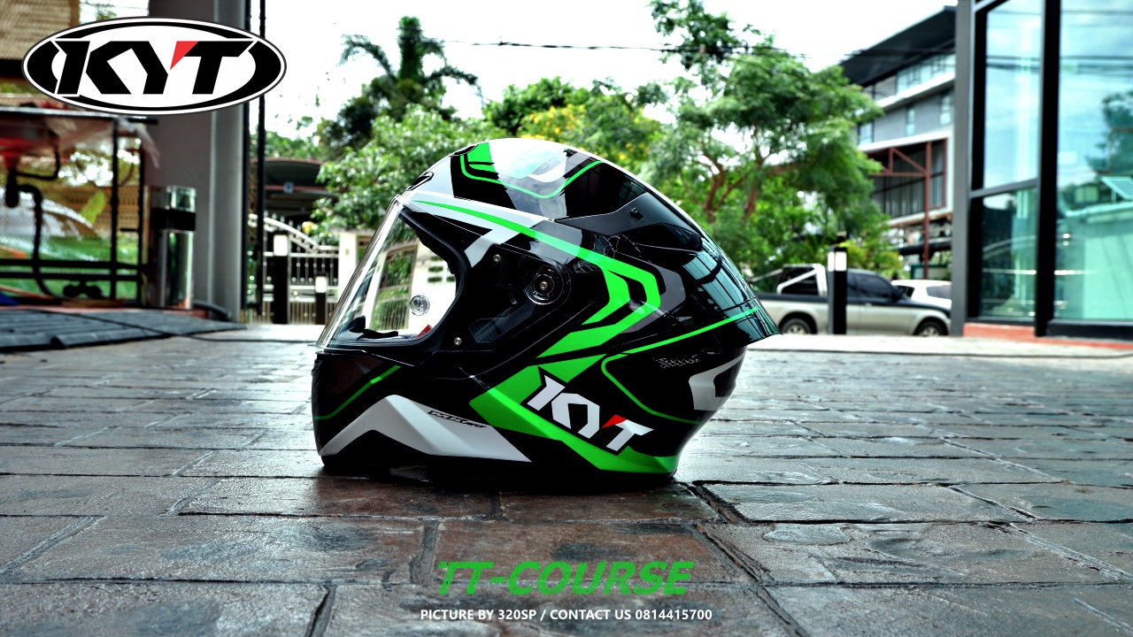 หมวกกันน็อคเต็มใบ KYT TT COURSE Graphic OVERTECH BLACK/GREEN #10