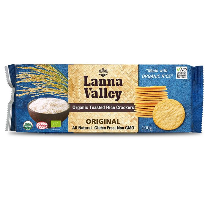 Lanna Valley Rice Organic Rice Cracker 100g ลานนา วัลเลย์ แครกเกอร์ข้าวอินทรีย์อบกรอบ