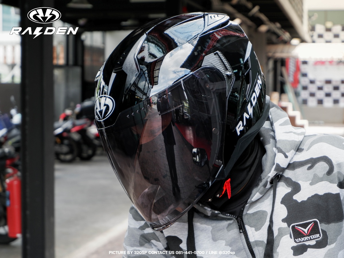 หมวกกันน็อคครึ่งใบ RAIDEN OPEN FACE DEFENCE PLAIN BLACK (GLOSSY) #1