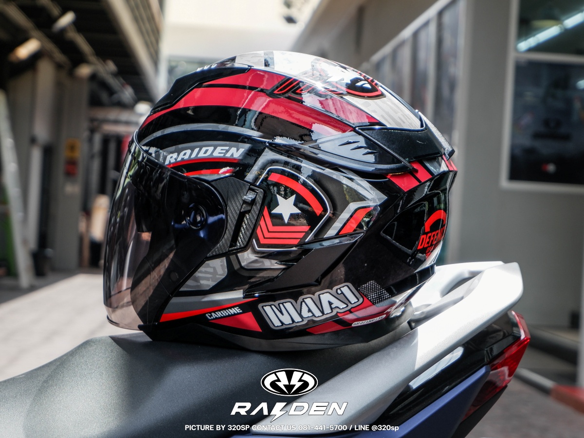 หมวกกันน็อคครึ่งใบ RAIDEN OPEN FACE DEFENCE M4 RED (GLOSSY) #3
