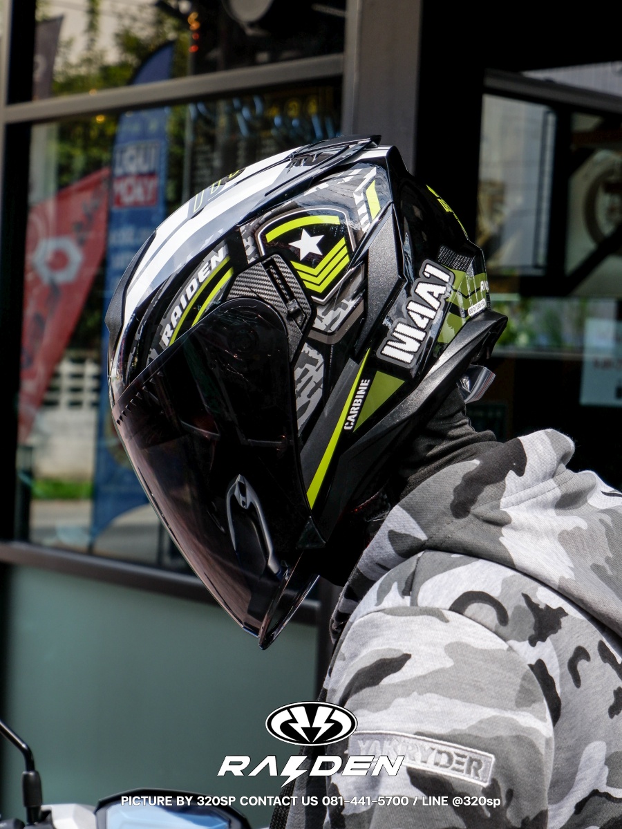 หมวกกันน็อคเต็มใบ RAIDEN OPEN FACE DEFENCE M4 GREEN CAMO #5