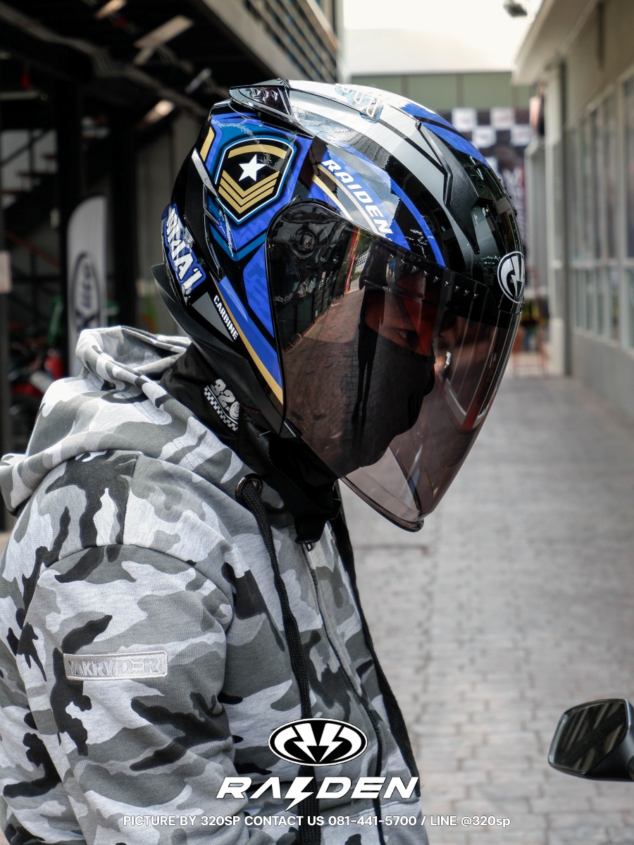 หมวกกันน็อคครึ่งใบ RAIDEN OPEN FACE DEFENCE M4 BLUE (GLOSSY) #6