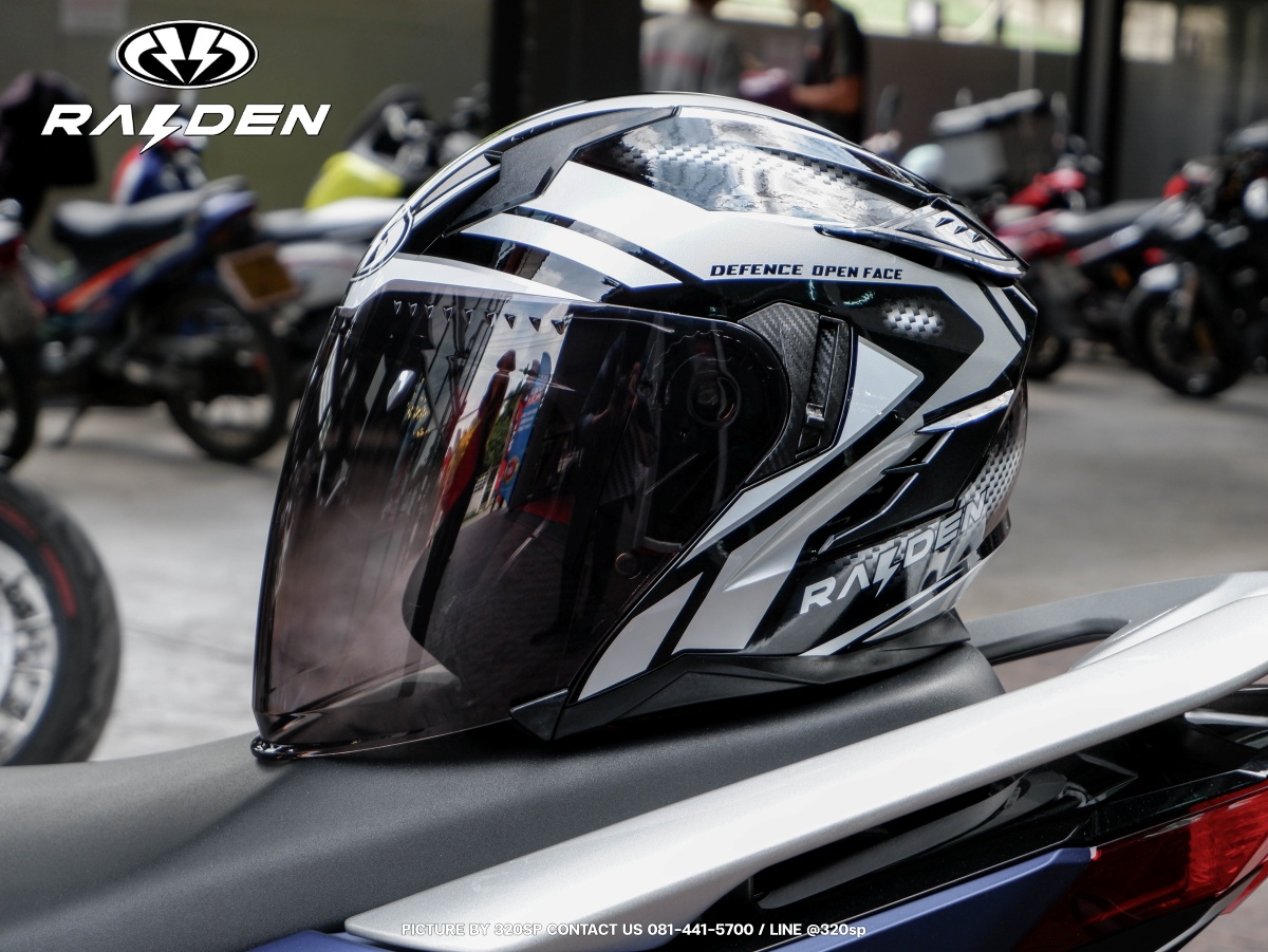 หมวกกันน็อคครึ่งใบ RAIDEN OPEN FACE DEFENCE JET SILVER (GLOSSY) #8