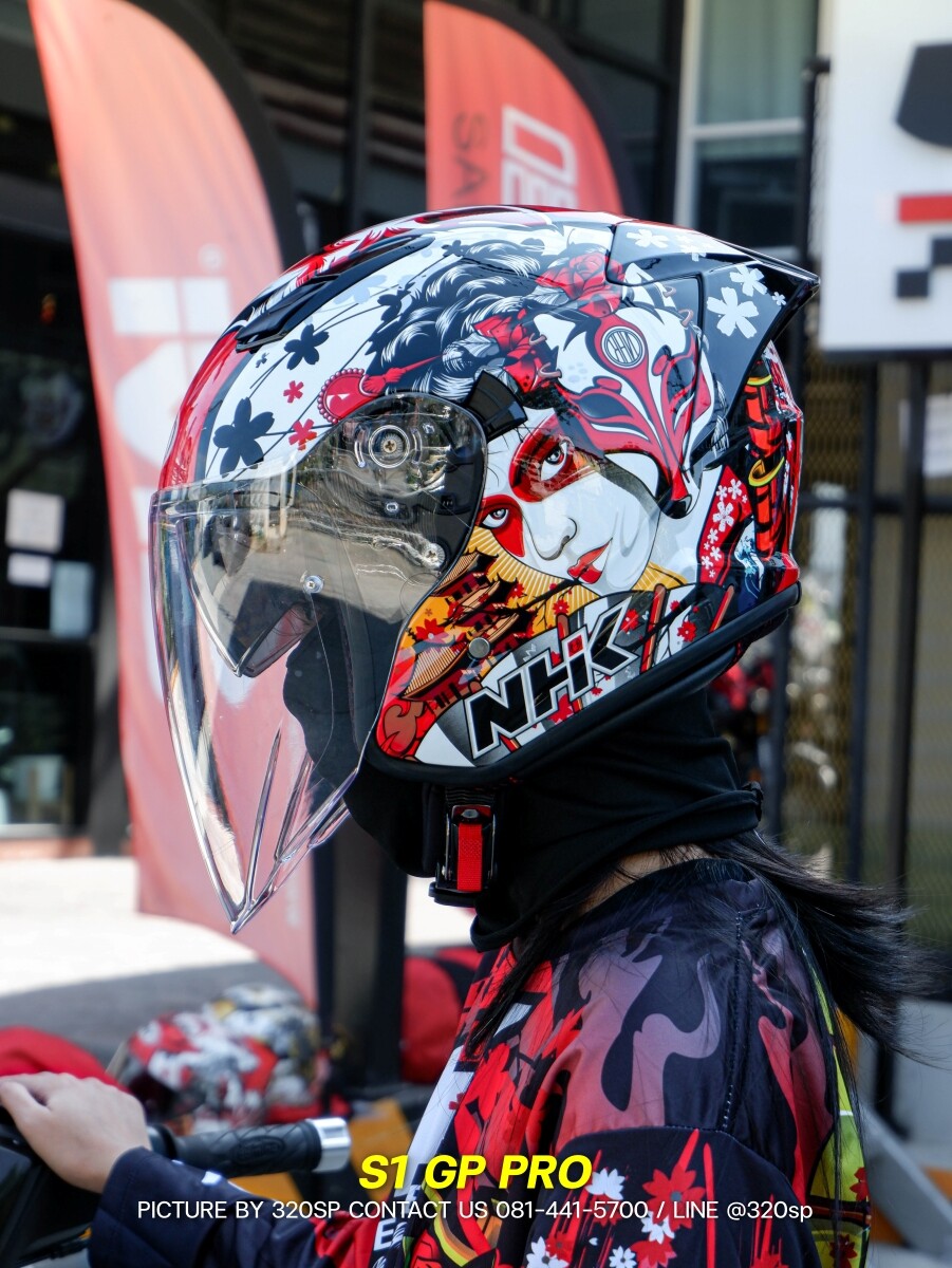 หมวกกันน็อคครึ่งใบ NHK S1 GP PRO GEISHA BLACK/RED #4