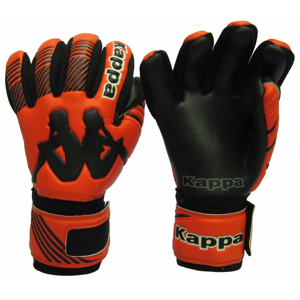 ถุงมือผู้รักษาประตู ถุงมือโกล์ว KAPPA GV-1507 มี FINGER SAVE ส้มดำ(7)